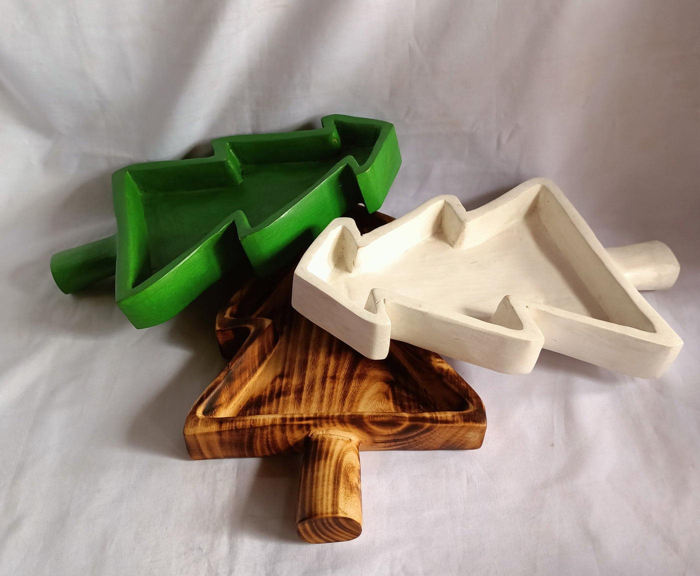 Wholesale Availability! ONSALE.A set of 6 Painted Tree Dough Bowls. Christmas tree wax Pour Candle Bowls Farmhouse Decor Bowls.10 " Long