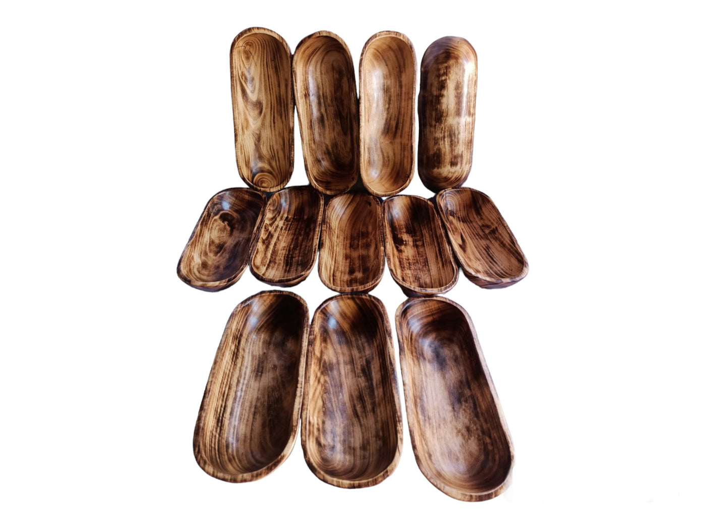 Mini Handmade Wooden Candle Ready Dough Bowl Decorative Farmhouse candle wood  bowls Rustic baguettes Decor wax burn vessel Bowls set of 10