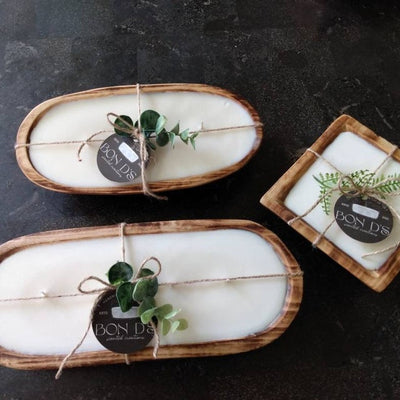 Mini Handcrafted Wooden square Dough Bowl for Candle Making,Rustic Wood Candle Bowl, Artisan Candle Pour Bowl Qty 11,Christmas Gift vessels