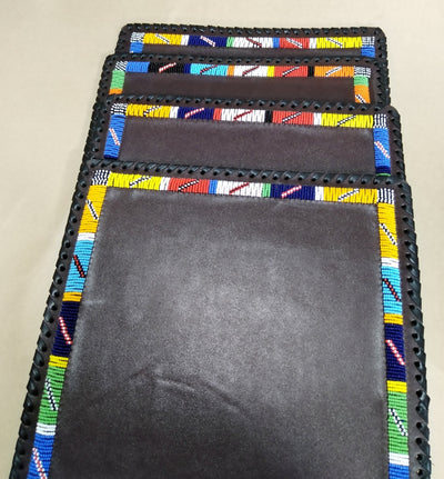 Wholesale. Handmade African Leather Beaded Placematts set of 2. Modern Homes Placemats.Customised Rectangle,square and Round Table Mats.