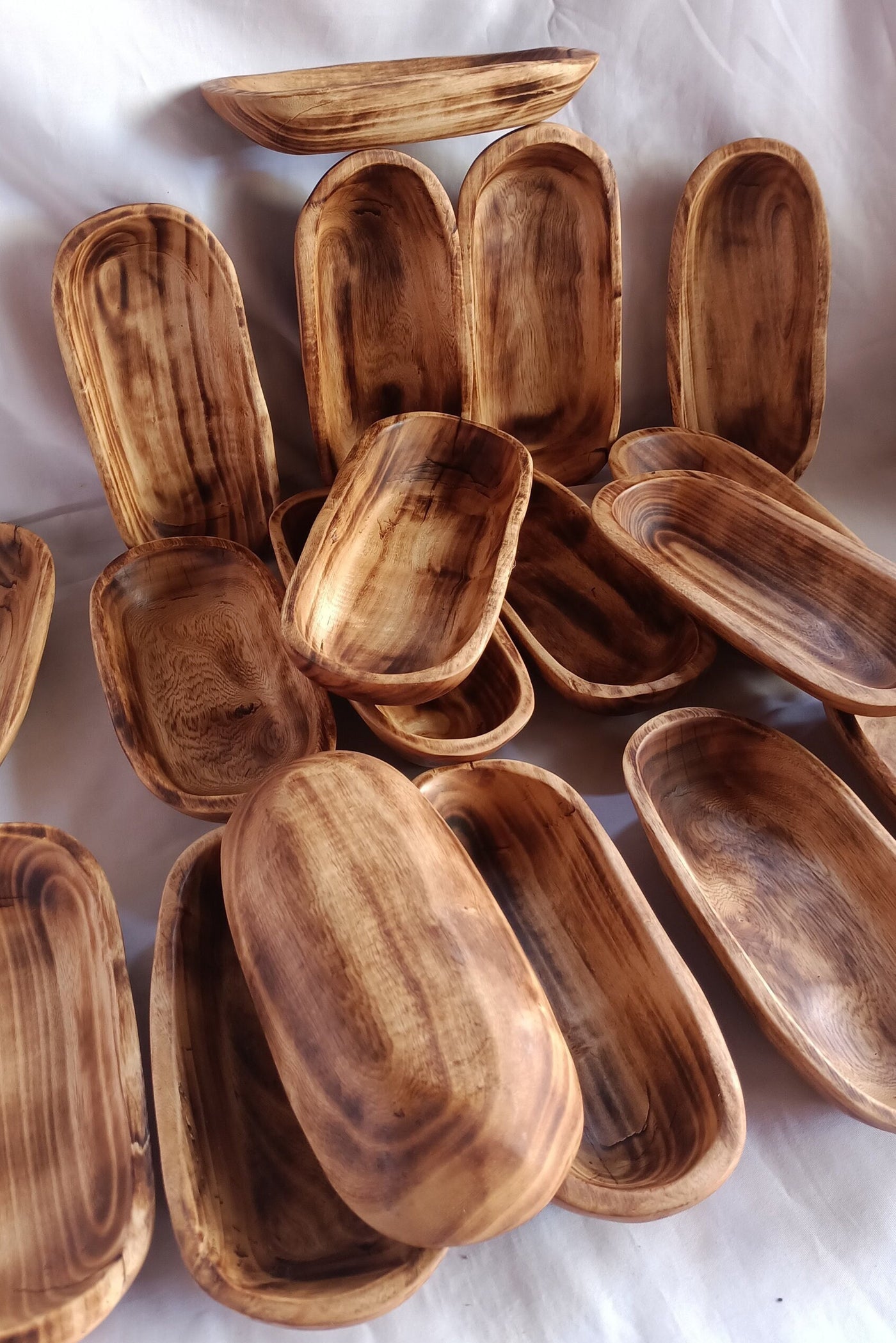 Mini Dough Bowls 9 n 11x 4 x 1.5-2 inches Baguettes Candle Batea Wood Rustic Carved Handmade Mini Candle Ready Farmhouse Decor Vessels Qty 8