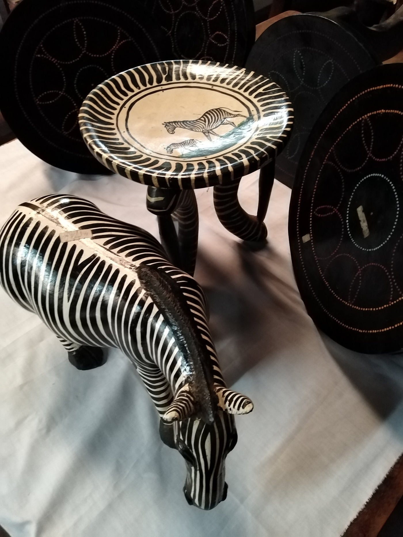 Extraordinary Animal Themed  Stool or Table with 1 or 2 handles from the  Maasai Tribe of Kenya , Customised Beaded Outdoor Stool and Table.
