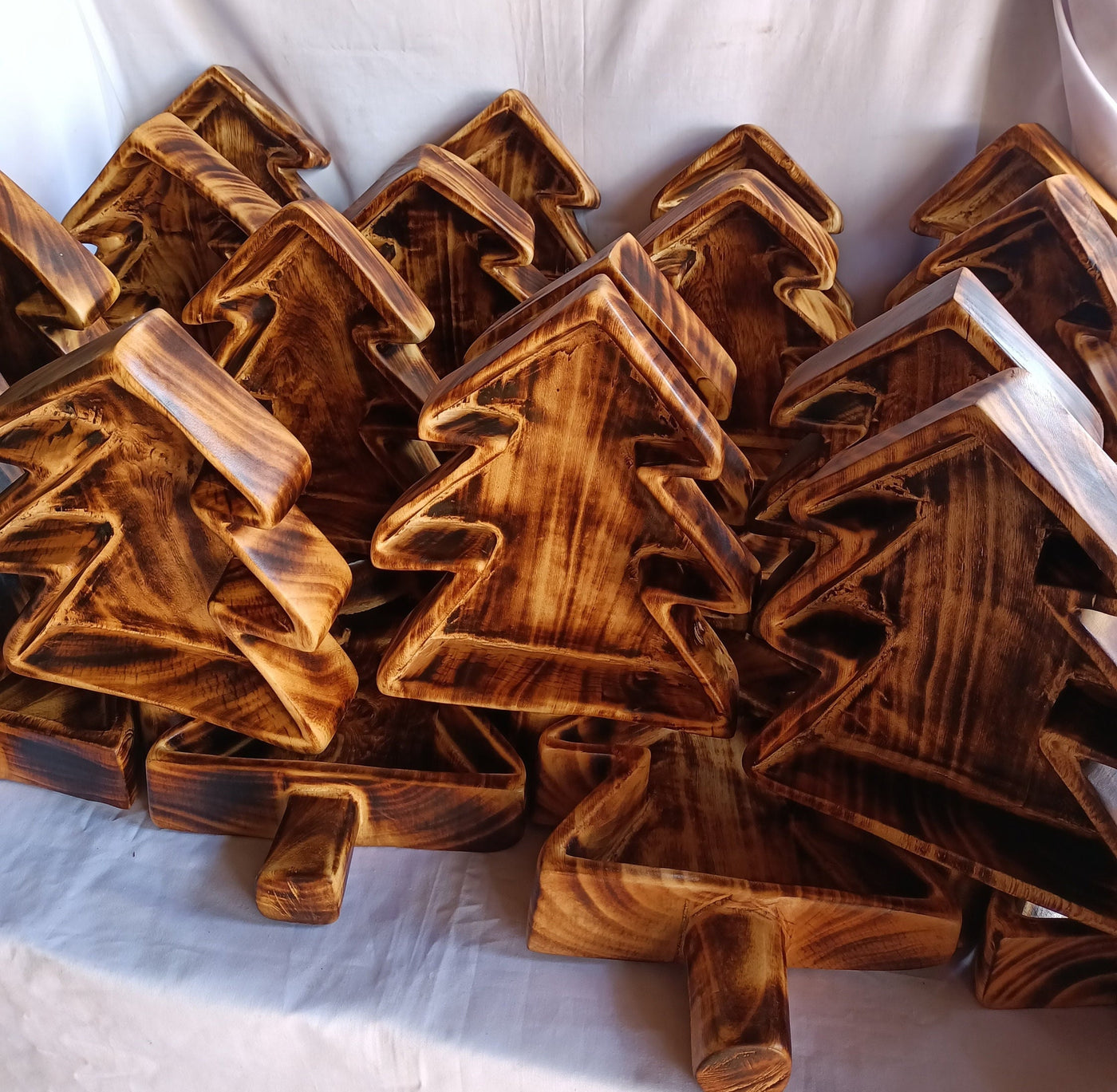 Mini Handmade Christmas Holiday Themed Dough Bowls for Festive Candle making Decor Wood Vessels set of 5 Bespoke wax Bows for candle Gifts