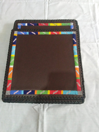 Unique Handmade Leather Beaded placematts set of 3 with a Free Random Gift. 3 Leather and Beads Table Matt's with a Free Personalised Gift.