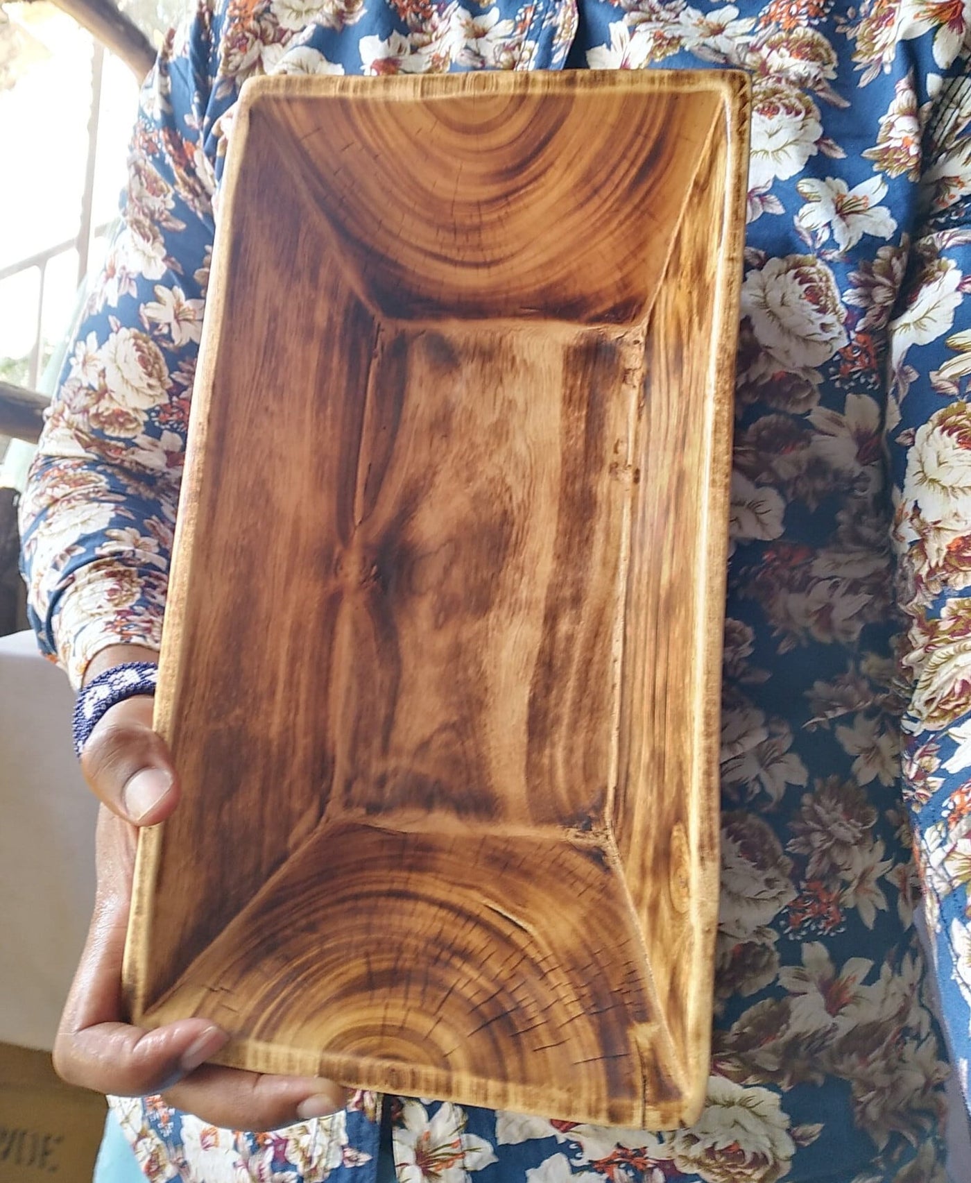 Wholesale Unique  Large Handcarved Dough Bowls set of 5. "The Grand Banquet Bowl"  Wooden multiple wick Candle Display Bowls.Farmhouse Decor