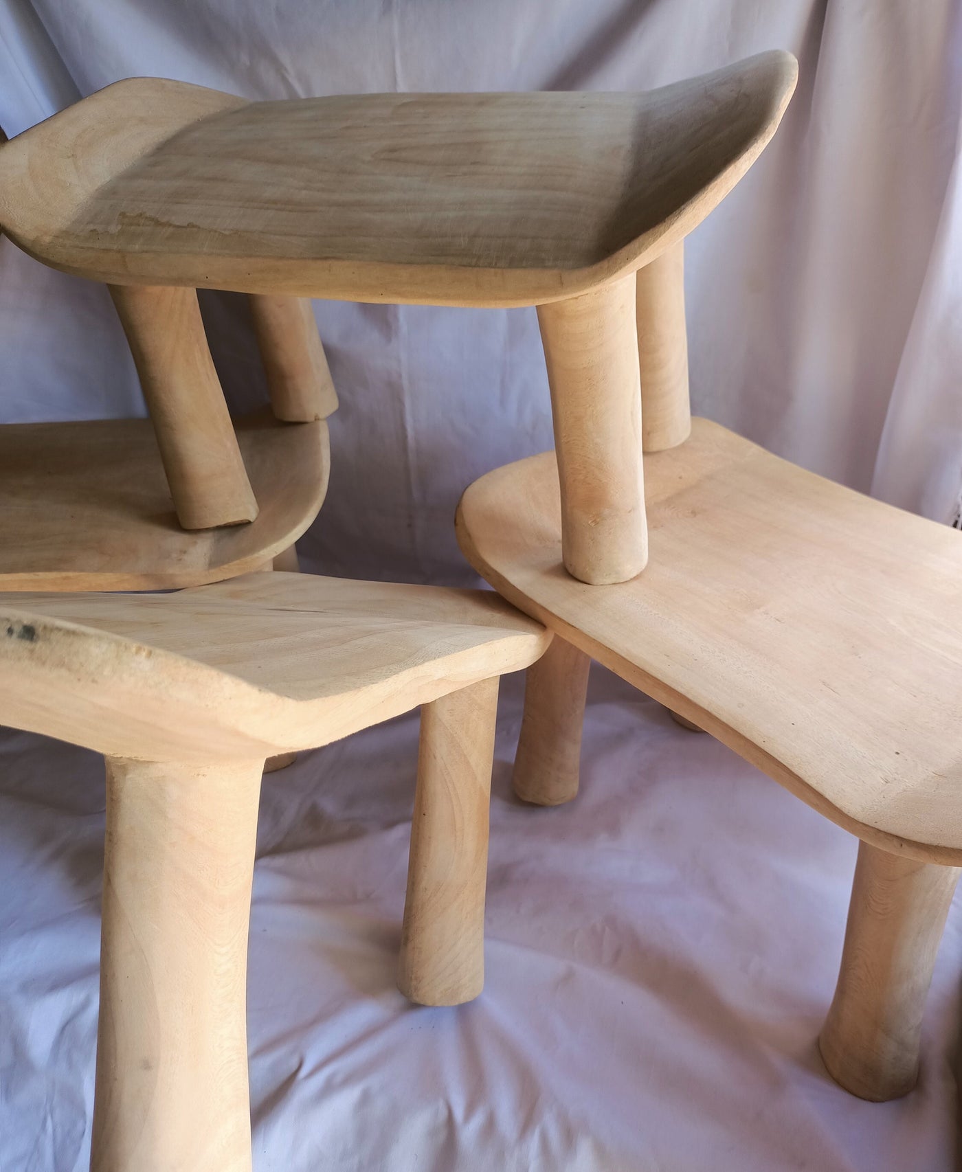 Natural wood African Senufo stool Approx. 16L*8w*8"H. Kenyan Akamba Four legged Tribal Stool Gift item.Cultural Traditional Furniture