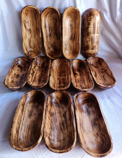Mini Handmade Wooden Candle Ready Dough Bowl Decorative Farmhouse candle wood  bowls Rustic baguettes Decor wax burn vessel Bowls set of 10