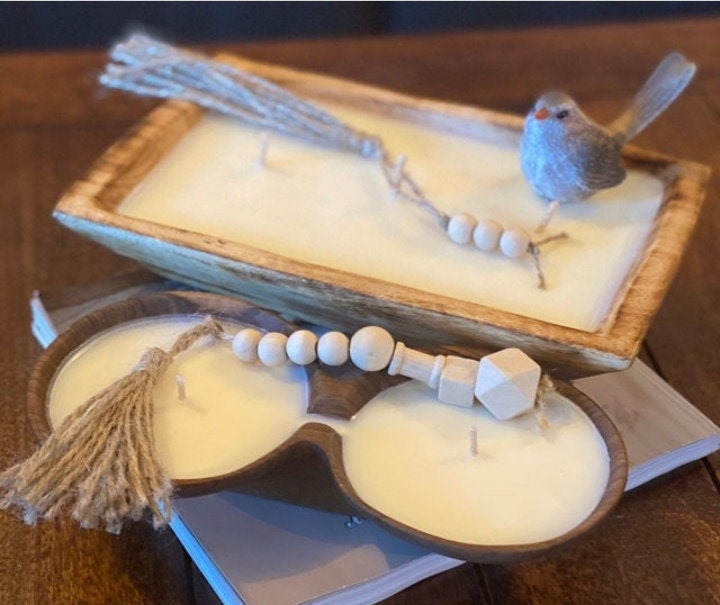 ONSALE.Wholesale Supply Available. Handcarved Candle Dough Bowls set of 4. Wooden-Unique Stained Decor Display Bowls Candle Making DIY Bowls