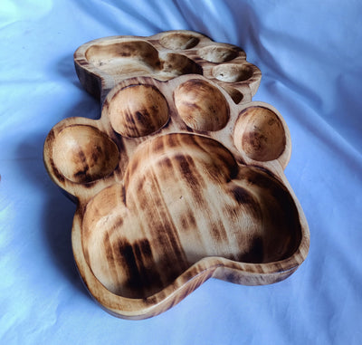 Wholesale Supply Beautiful Hand carved Dog Paw Bowls for Candle set of 4 Pawsome  wooden Candle Bowls/Rustic Home Decor/Boho paw Decor Gift