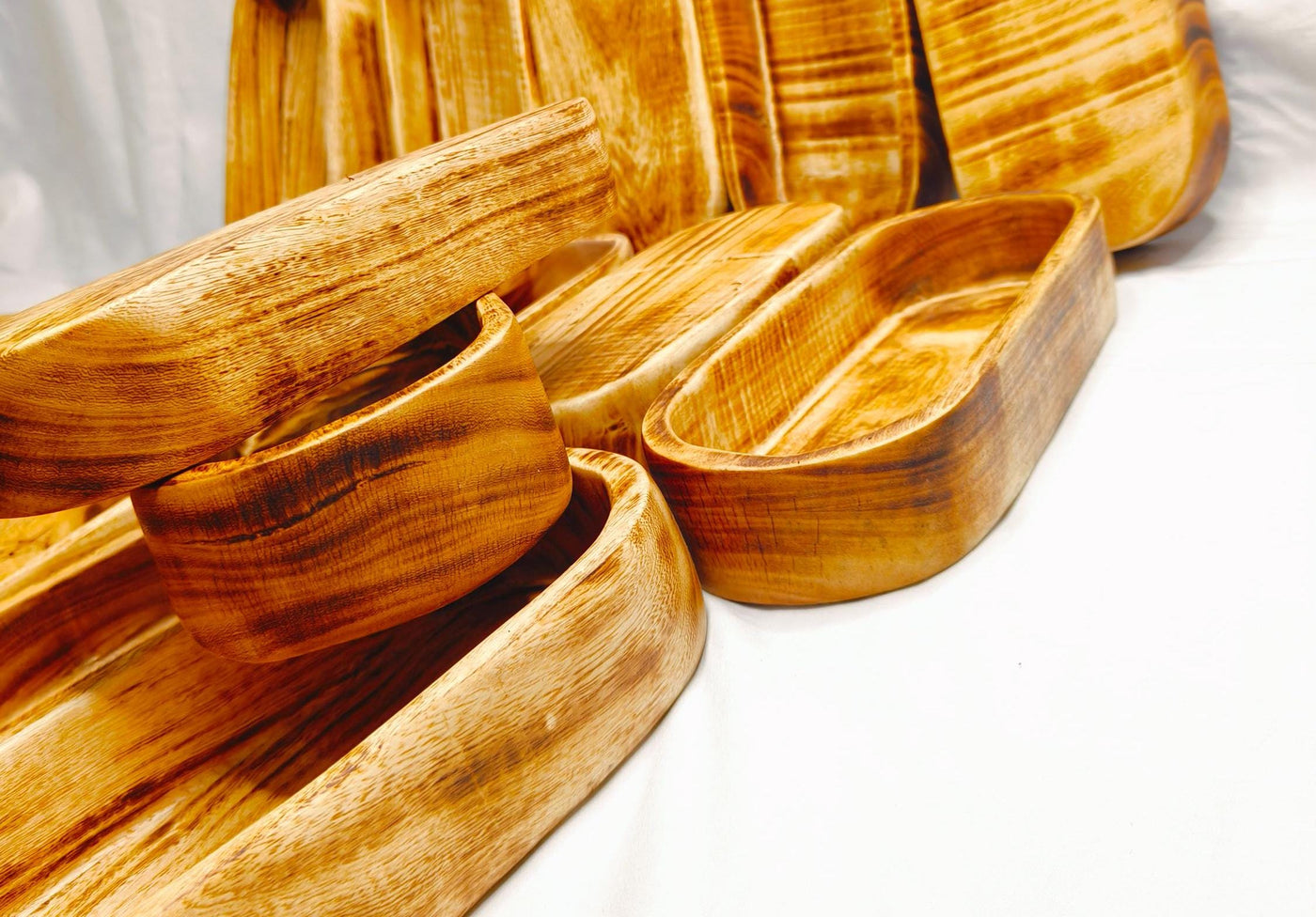 Rustic Wooden Dough Bowl for Candle Making |Hand-Carved Wood Candle Vessels| Farmhouse Decor Candle Bowls set of 6/ Reusable Wood wax Bowl