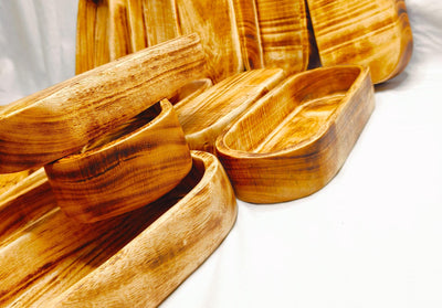 Rustic Wooden Dough Bowl for Candle Making |Hand-Carved Wood Candle Vessels| Farmhouse Decor Candle Bowls set of 6/ Reusable Wood wax Bowl
