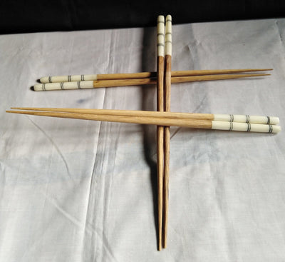 Wholesale. Handmade Olivewood and Borne Chopsticks. Unique set of 5. Borne inlay Chopsticks. Bulk chopsticks for Resell.