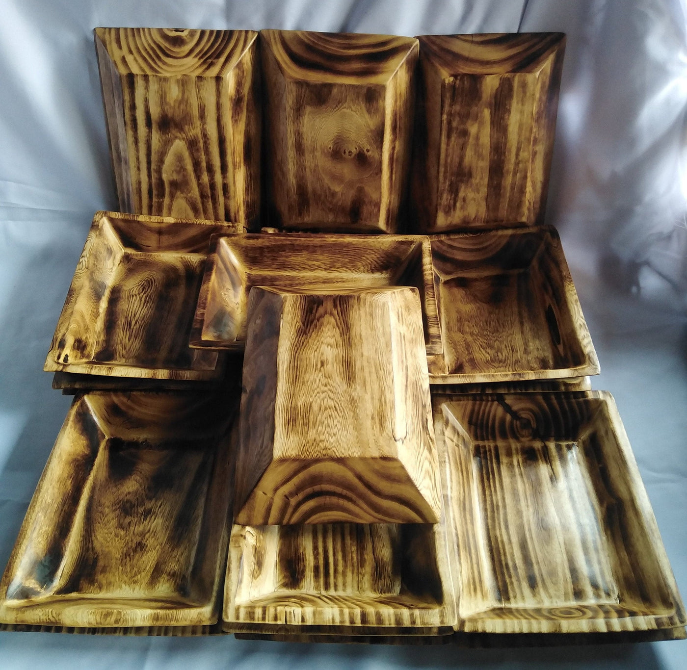 Wholesale Unique Handmade Dough Bowls set of 5.Wooden multiple wick Candle Display Bowls.Farmhouse Decor Centerpiece.DIY Candle Making Kit.