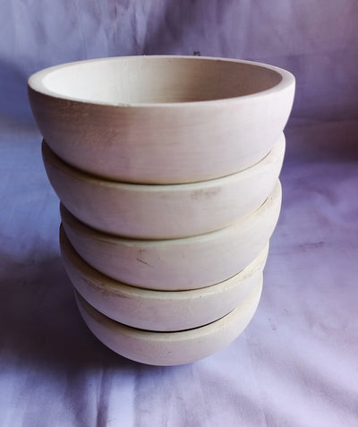 Bulk Supply.Lots of 10 perfect machine Cut,Unique Hand Finished Round wooden Bowls. 5" diameter 2.5"Ht white Dough Bowls.Little candle Gifts