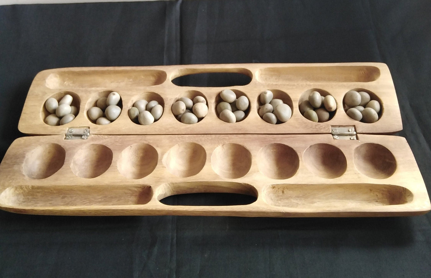 Personalised Antique Mancala Board Game.Inscribed Bao Board Game.Traditional Ajua Game.Hawalis Game of Oman.with Sago palm seeds or Marbles
