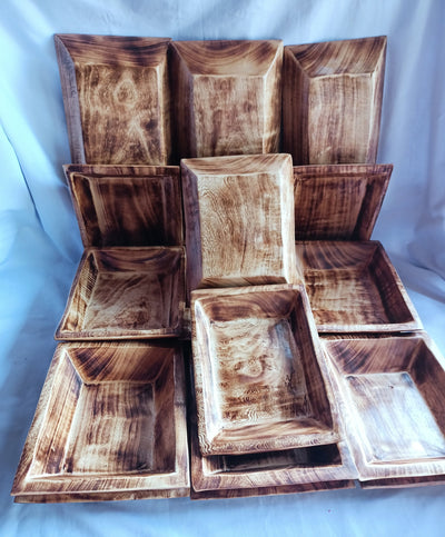 Wholesale Unique Handmade Dough Bowls set of 5.Wooden multiple wick Candle Display Bowls.Farmhouse Decor Centerpiece.DIY Candle Making Kit.