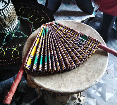 ONSALE.Wholesale Random Ankara Folding fabric fans Set of 185. kente African Hand fan/ Gift Items Fabric leather fan. African Folding Fans.
