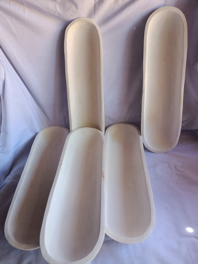 Bulk Long Skinny Wooden Candle Dough Bowls- white set of 5. Centerpiece Home Decor Bowls. Diy Candle Making Kit. 21" Wood Bowls.