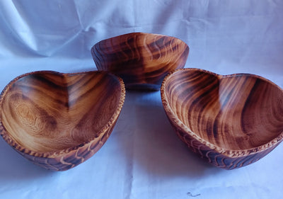 Bulk Sale! Handmade Heart shaped wooden Decorated Dough Bowls set of 8. Valentine Decor Candle Bowls. DIY Candle Gift Bowls. Farmhouse Decor