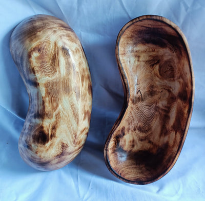 Wholesale Supply.Handmade  Curved 12 " Wooden Bowl Set of 5. The Pod Bean Dough Bowls. Diy candle Making kit. Art Decor Bowls.Gift Bowls