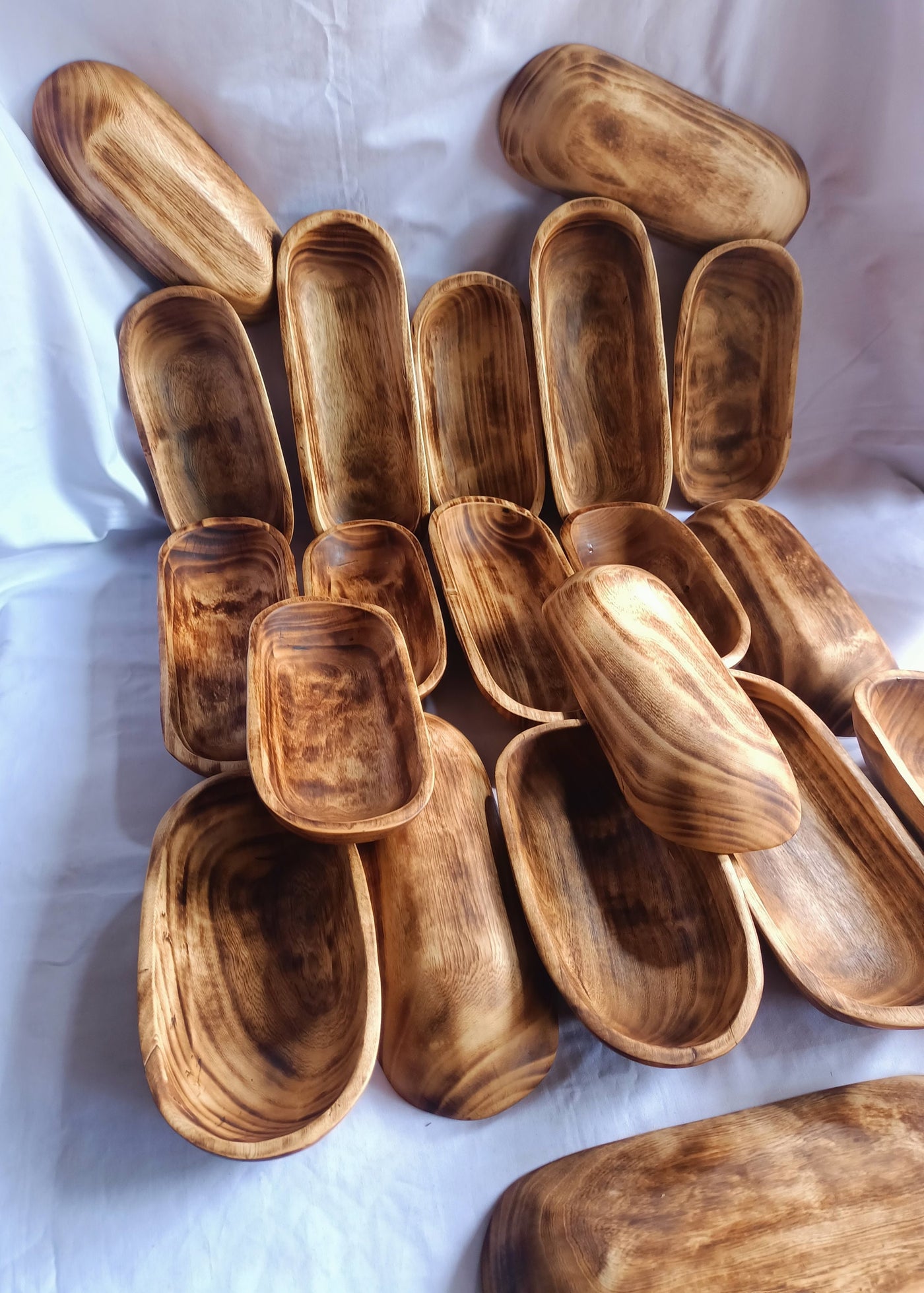 Mini Handmade Wooden Candle Ready Dough Bowl Decorative Farmhouse candle wood  bowls Rustic baguettes Decor wax burn vessel Bowls set of 10
