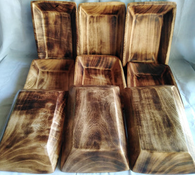 Wholesale Unique Handmade Dough Bowls set of 5.Wooden multiple wick Candle Display Bowls.Farmhouse Decor Centerpiece.DIY Candle Making Kit.
