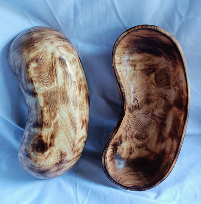 Wholesale Supply.Handmade  Curved 12 " Wooden Bowl Set of 5. The Pod Bean Dough Bowls. Diy candle Making kit. Art Decor Bowls.Gift Bowls