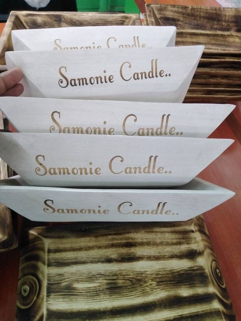 Wholesale Bundle of 8 Personalized Candle Bowls 9*7" medium - medium Dough Bowls Natural Wood stained