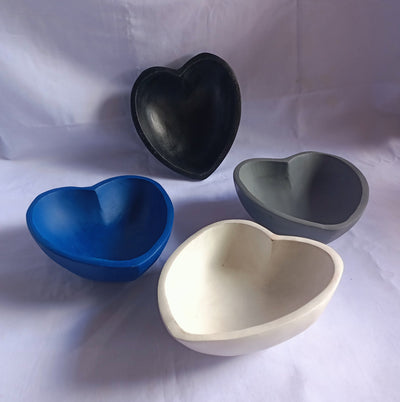 ONSALE Wholesale Handmade Heart shaped Bowls Set of 5 Coloured Dough Bowls Farmhouse Decor and Gift Bowls Valentines Colours Candle Bowls