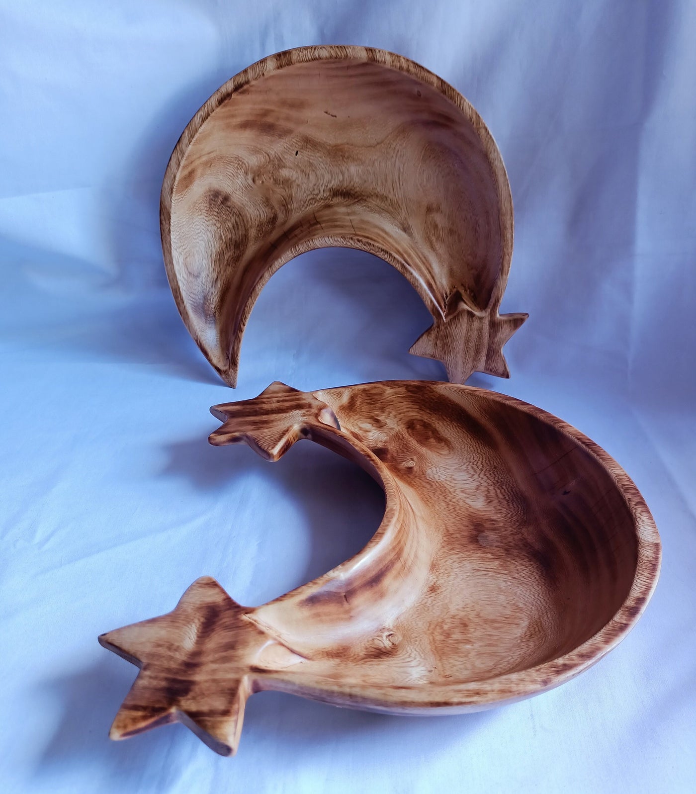 Wholesale! Single-Double Star Mix cresent Moon shaped Handcarved Dough Bowls set of 6. Diy Candle Bowls. Farmhouse Decor Bowls.Gift items.