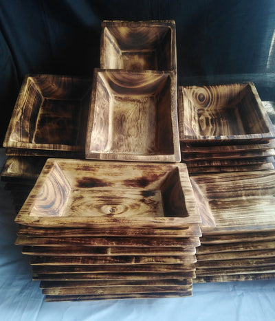 Wooden Dough Display Bowl - Large or Small; White or Natural. Wood Candle Dough Bowls Set of 50. Minimum 50 Bowls per Order.