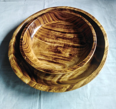 Wholesale. Handcarved Gorgeous Round Wooden Stackable plate Dough Bowls Bundles of 5. Candle Bowls.