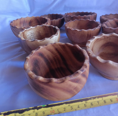 ONSALE: Wholesale  set of 10 saw-toothed Dough Bowls. 4" Diameter Wooden wax Bowls Serrations tops. DIY Candle Wax Kit.Christmas Gift items.