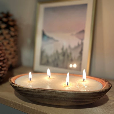 Mini Candle Vessel Dough Bowls Wooden Candle pour Handmade wax melt Bowls Farmhouse Kitchen Decor Gift Bowls Trough set qty 6 mix 9n 11 inch