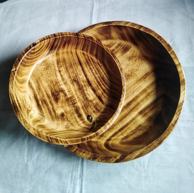 Wholesale. Handcarved Gorgeous Round Wooden Stackable plate Dough Bowls Bundles of 5. Candle Bowls.