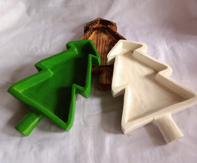 Wholesale Availability! ONSALE.A set of 6 Painted Tree Dough Bowls. Christmas tree wax Pour Candle Bowls Farmhouse Decor Bowls.10 " Long