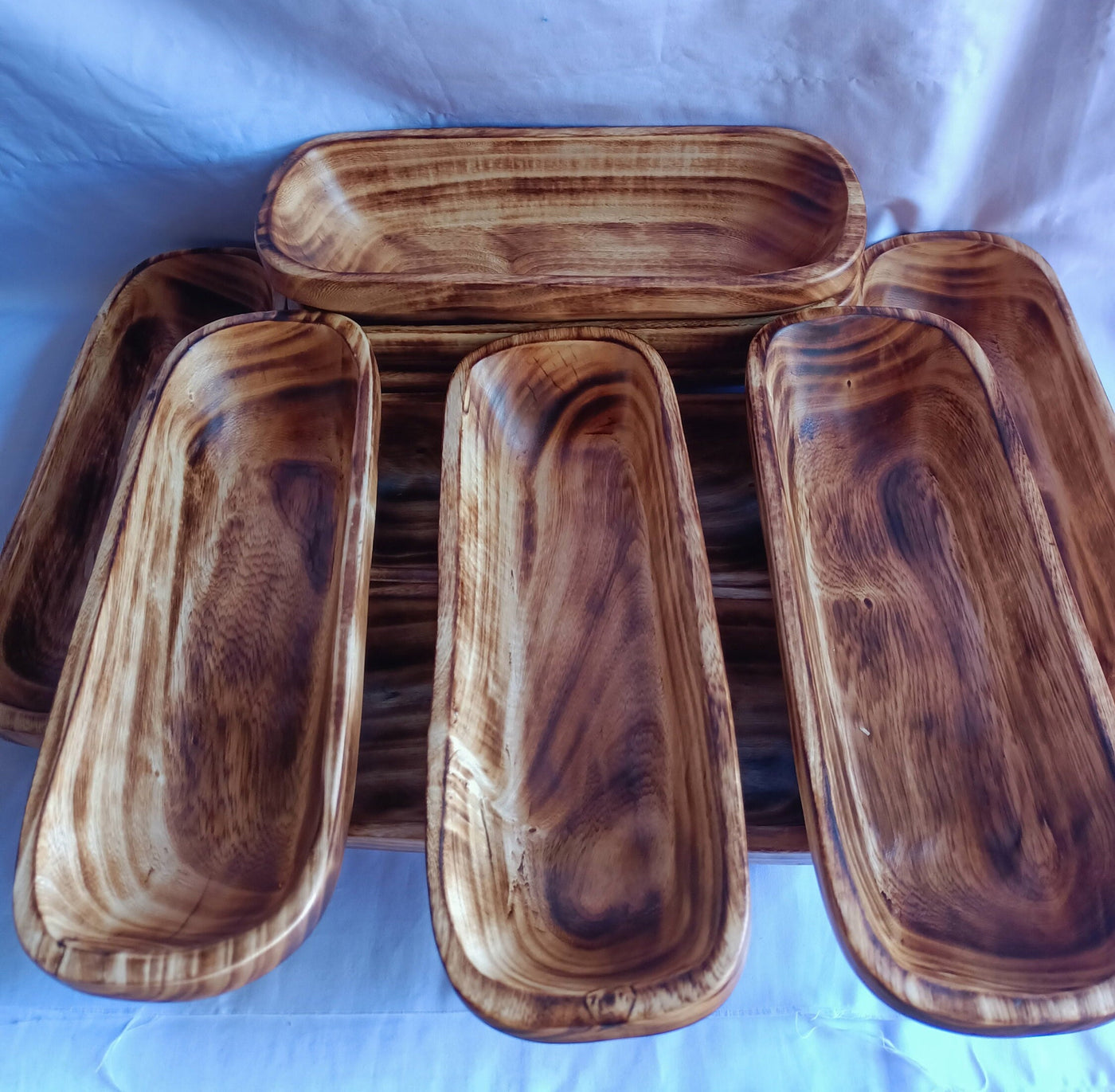 Wholesale Supply! Beautiful Candle Ready 3 Wick Dough Bowls Qty 7. Hand Carved 11×4×2.2" wood Bowl. Rustic Farm House Home Decor.DIY Candle