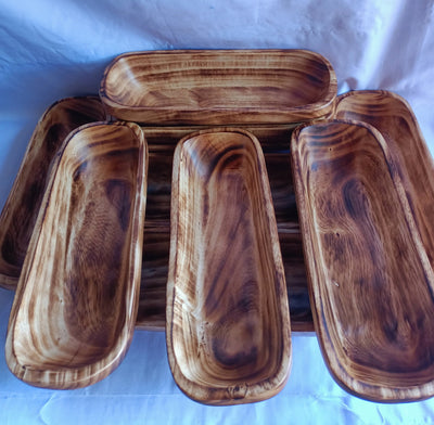 Wholesale Supply! Beautiful Candle Ready 3 Wick Dough Bowls Qty 7. Hand Carved 11×4×2.2" wood Bowl. Rustic Farm House Home Decor.DIY Candle