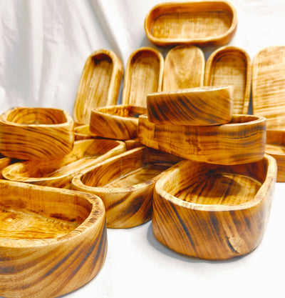 Mini Perfect Candle Dough bowls/New and Improved Wooden Dough wax Bowl for Candles set of 6/ woody stained 9x4x2 inches Farmhouse Decor Gift
