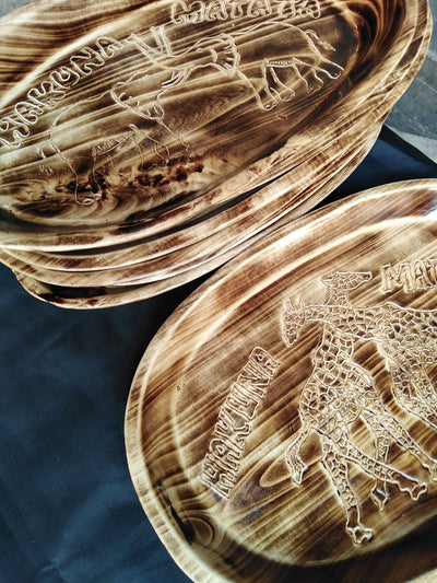Jambo Africa Customised Wooden Serving Trays.Multipurpose wood Trays. Tea/Water/Drinks/General Food Serving Tray . Decor Platter. Gift Item