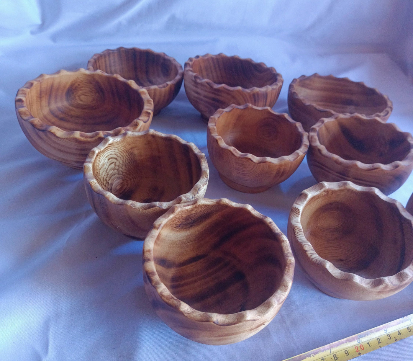 ONSALE: Wholesale  set of 10 saw-toothed Dough Bowls. 4" Diameter Wooden wax Bowls Serrations tops. DIY Candle Wax Kit.Christmas Gift items.