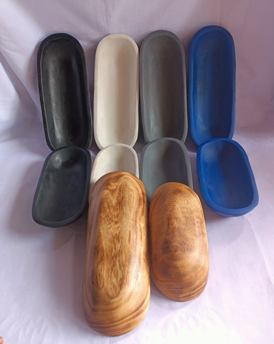 Wholesale Deals! 10 mixed Oblong Dough Bowls with Five  Different Colours. 11" and 9" Boats Candle Bowls. Farmhouse Decor Gift items Bowls.