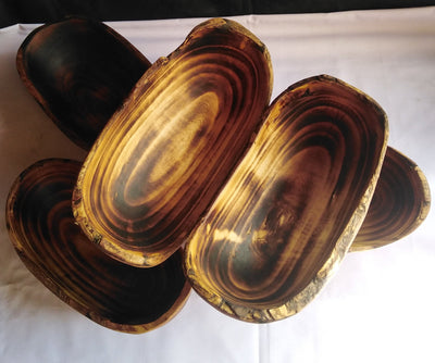 ONSALE.Wholesale.Unique Rough Bark edged Dough Bowls set of 5.Handcarved Bark Display Bowls.Rustic Trunk Wood Candle Bowls. Farmhouse Decor