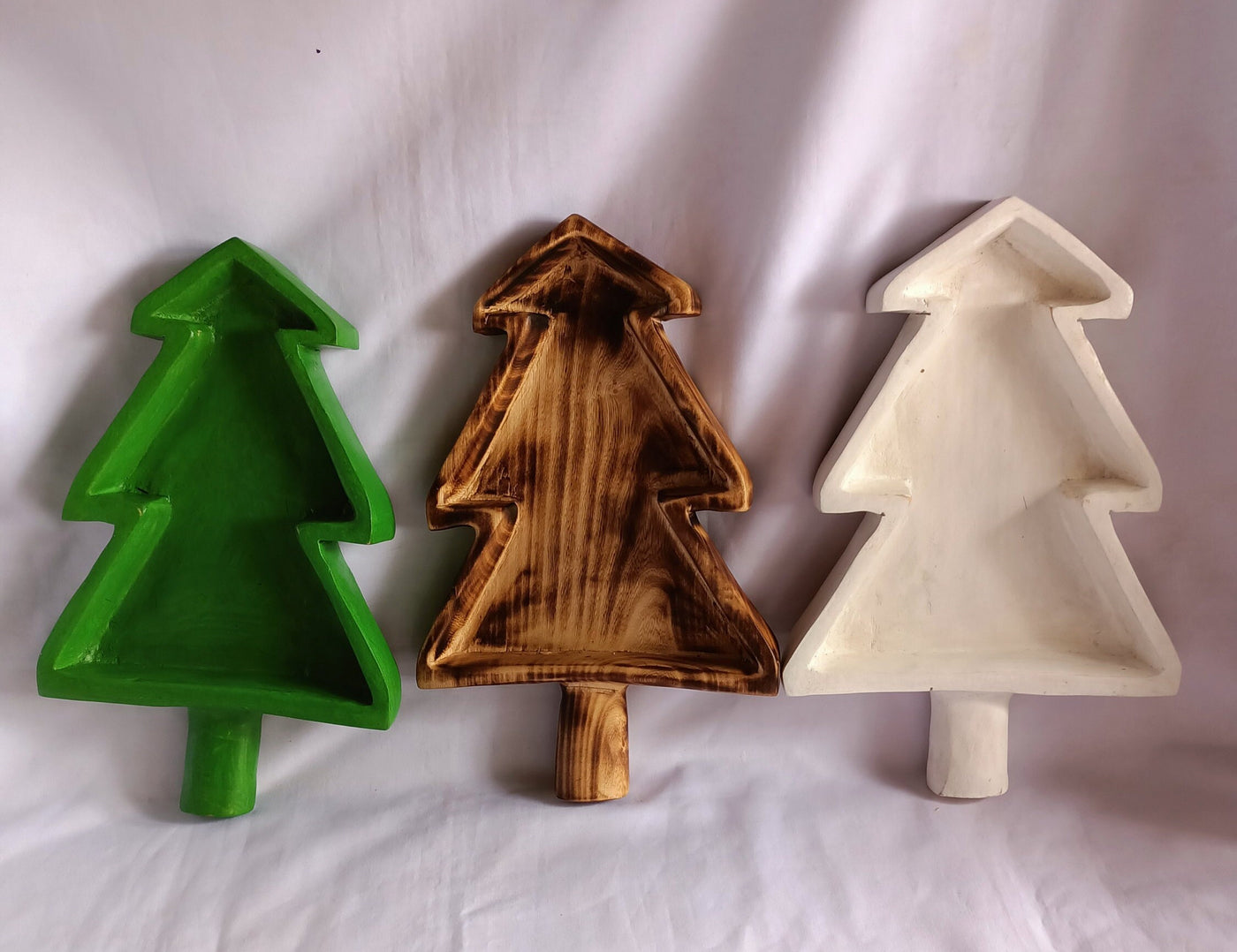 Wholesale Availability! ONSALE.A set of 6 Painted Tree Dough Bowls. Christmas tree wax Pour Candle Bowls Farmhouse Decor Bowls.10 " Long