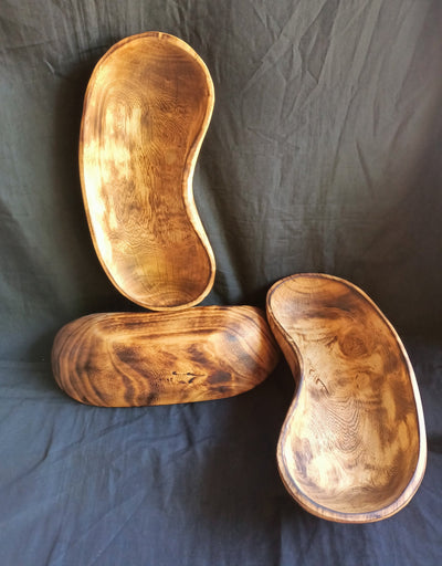 Wholesale Supply.Handmade  Curved 12 " Wooden Bowl Set of 5. The Pod Bean Dough Bowls. Diy candle Making kit. Art Decor Bowls.Gift Bowls