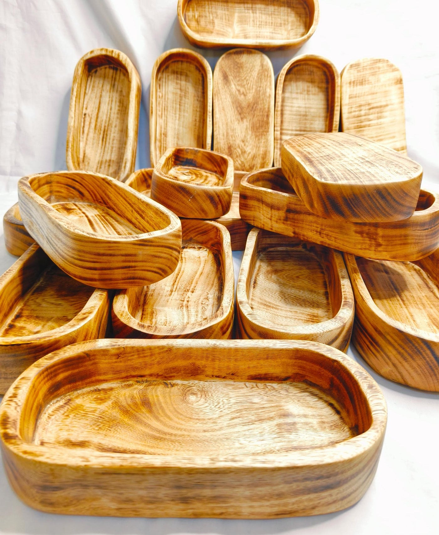 Rustic Wooden Dough Bowl for Candle Making |Hand-Carved Wood Candle Vessels| Farmhouse Decor Candle Bowls set of 6/ Reusable Wood wax Bowl