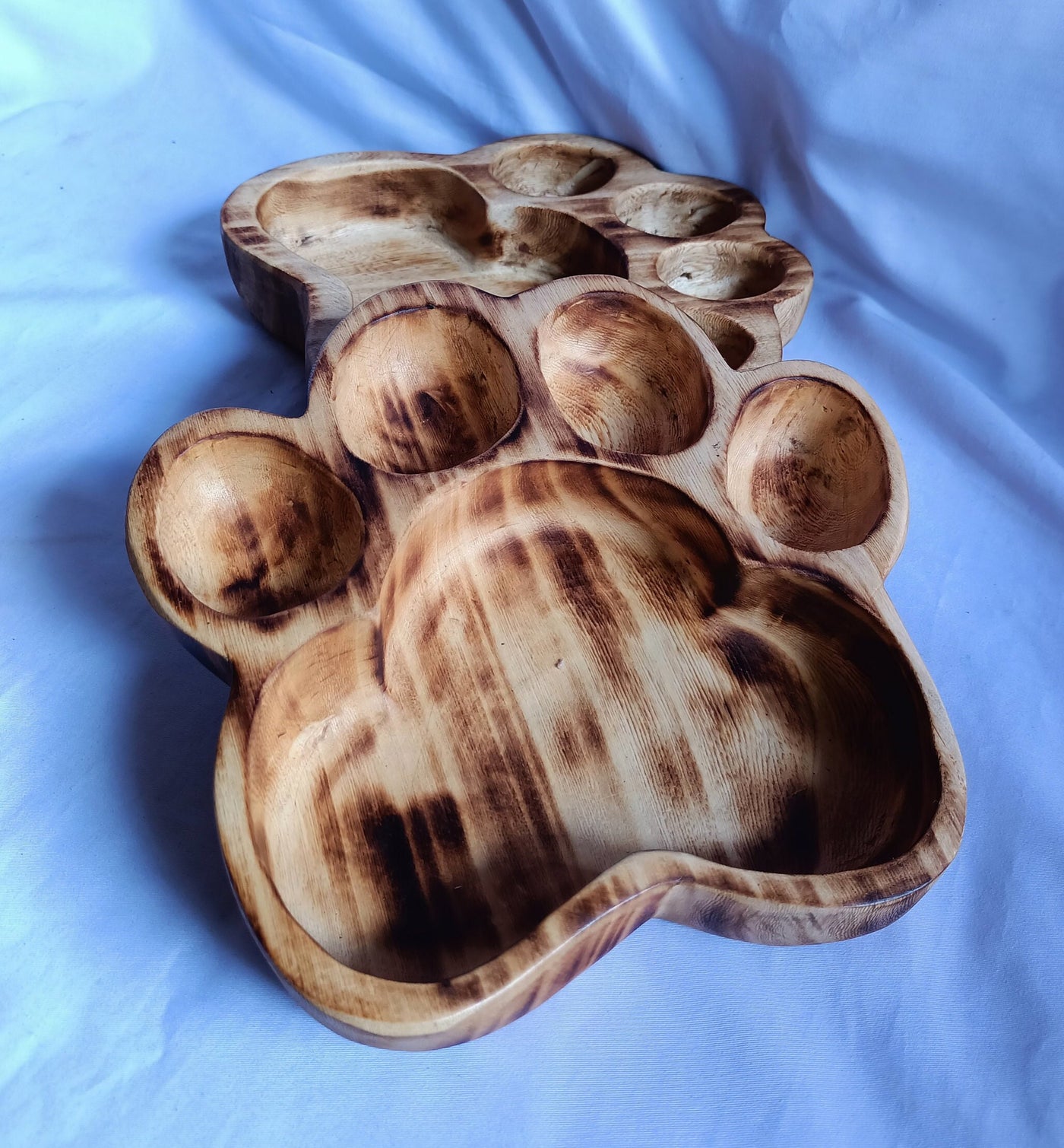 Wholesale Supply Beautiful Hand carved Dog Paw Bowls for Candle set of 4 Pawsome  wooden Candle Bowls/Rustic Home Decor/Boho paw Decor Gift