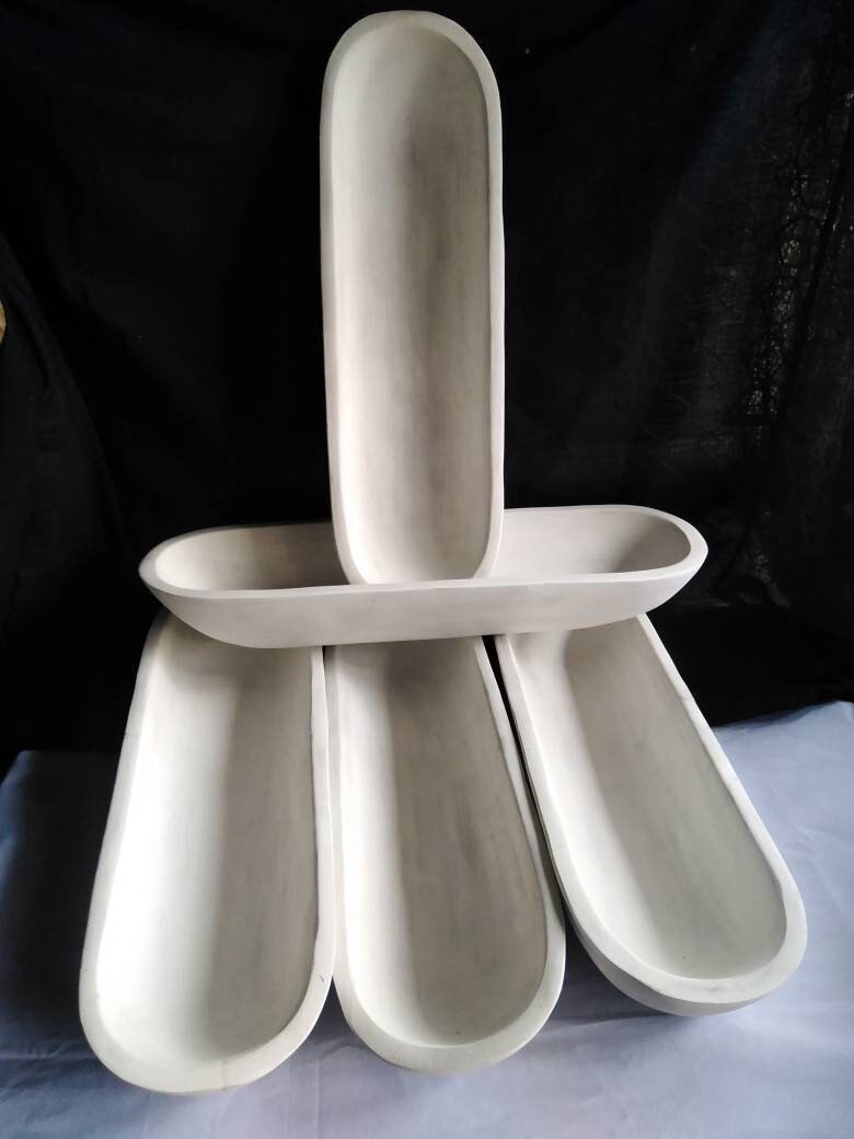 Bulk Long Skinny Wooden Candle Dough Bowls- white set of 5. Centerpiece Home Decor Bowls. Diy Candle Making Kit. 21" Wood Bowls.