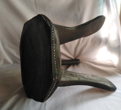 Kenyan Beaded 8 sided Senufo stool. Akamba Tribe 3 legged Senufo Stool. Traditional  Tribal stool. Decorative any occasion Stool.