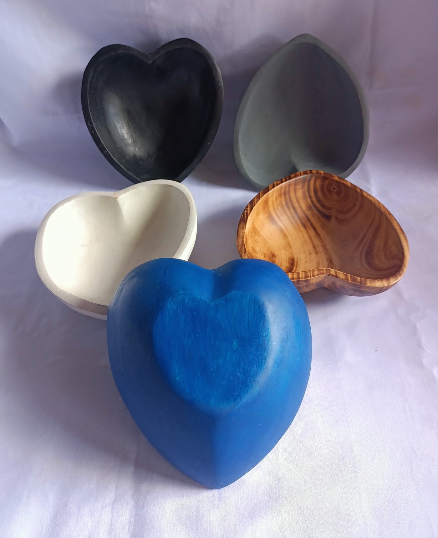 ONSALE Wholesale Handmade Heart shaped Bowls Set of 5 Coloured Dough Bowls Farmhouse Decor and Gift Bowls Valentines Colours Candle Bowls